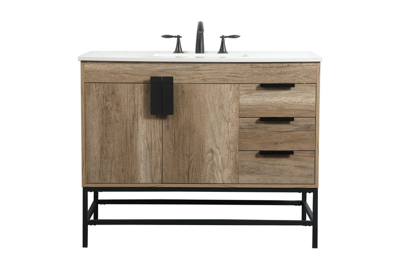 Elegant Lighting VF48842NT Single Bathroom Vanity, Natural Oak