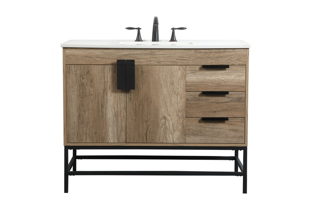 Elegant Lighting VF48842NT Single Bathroom Vanity, Natural Oak