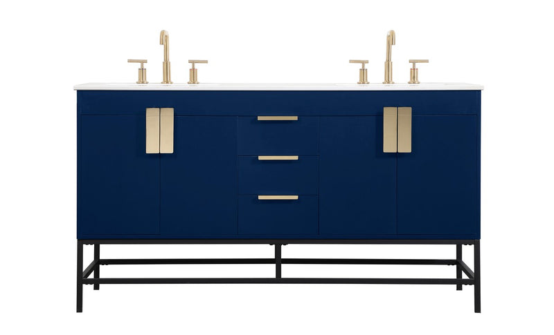 Elegant Lighting VF48860DMBL Double Bathroom Vanity, Blue
