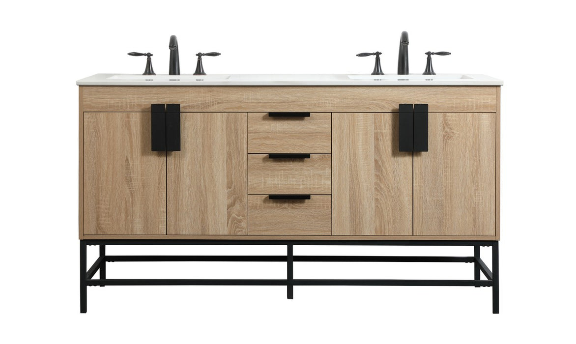 Elegant Lighting VF48860DMW Double Bathroom Vanity, Mango Wood