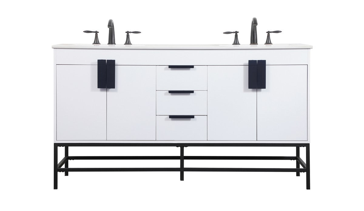 Elegant Lighting VF48860DMWH Double Bathroom Vanity, White