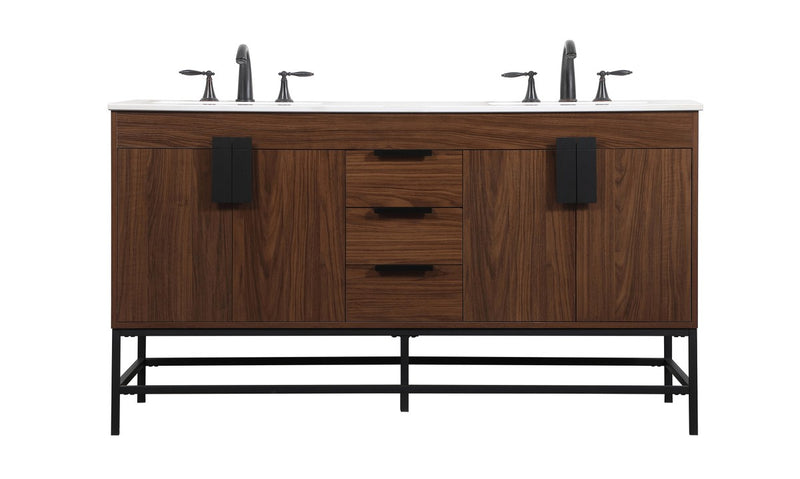 Elegant Lighting VF48860DMWT Double Bathroom Vanity, Walnut