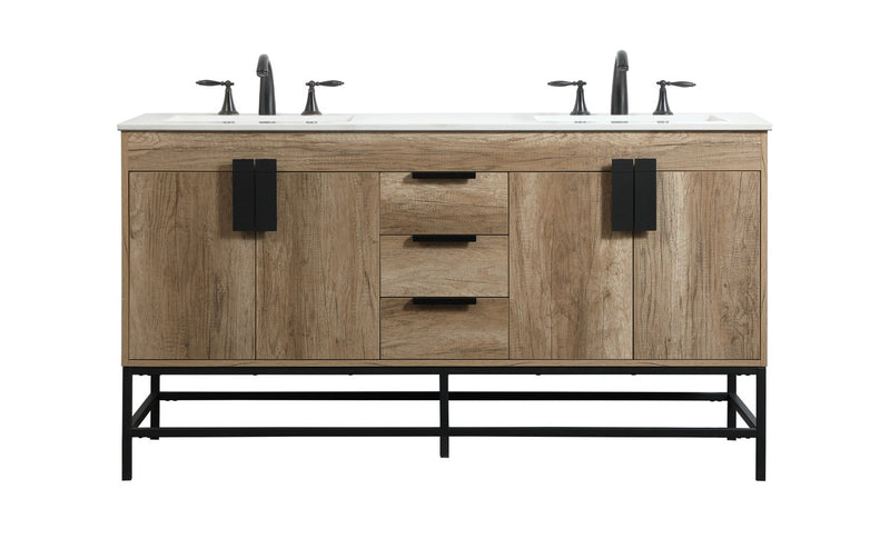 Elegant Lighting VF48860DNT Double Bathroom Vanity, Natural Oak