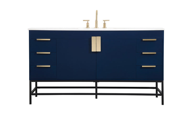 Elegant Lighting VF48860MBL Single Bathroom Vanity, Blue