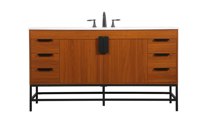 Elegant Lighting VF48860MTK Single Bathroom Vanity, Teak