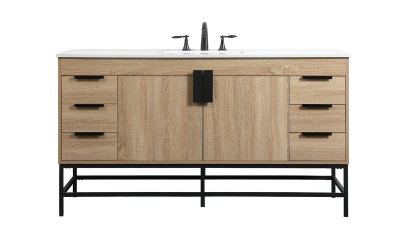 Elegant Lighting VF48860MW Single Bathroom Vanity, Mango Wood