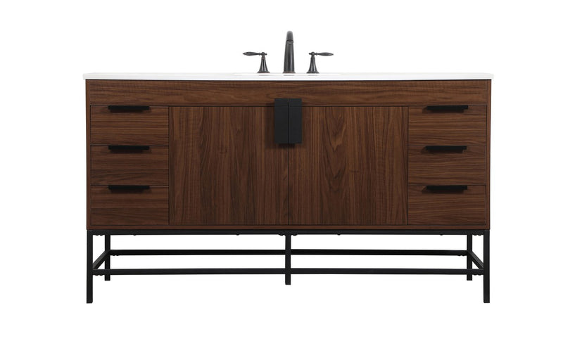 Elegant Lighting VF48860MWT Single Bathroom Vanity, Walnut