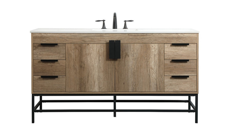 Elegant Lighting VF48860NT Single Bathroom Vanity, Natural Oak