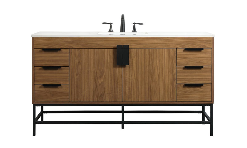 Elegant Lighting VF48860WB Single Bathroom Vanity, Walnut Brown