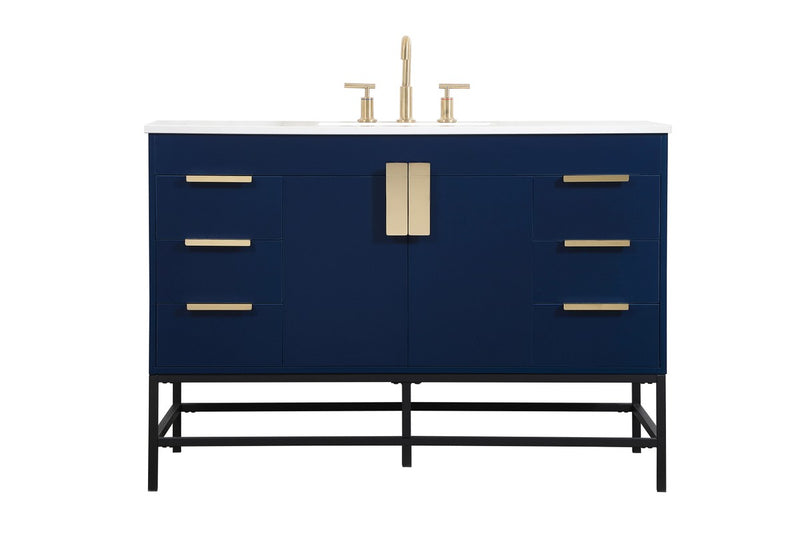 Elegant Lighting VF488W48MBL Single Bathroom Vanity, Blue