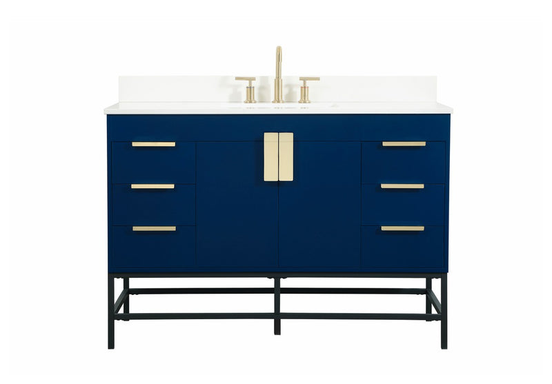Elegant Lighting VF488W48MBL-BS Single Bathroom Vanity, Blue