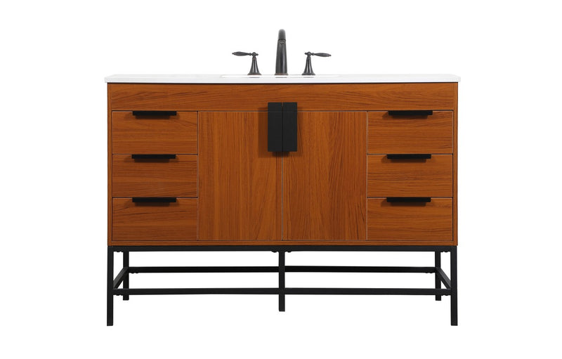 Elegant Lighting VF488W48MTK Single Bathroom Vanity, Teak
