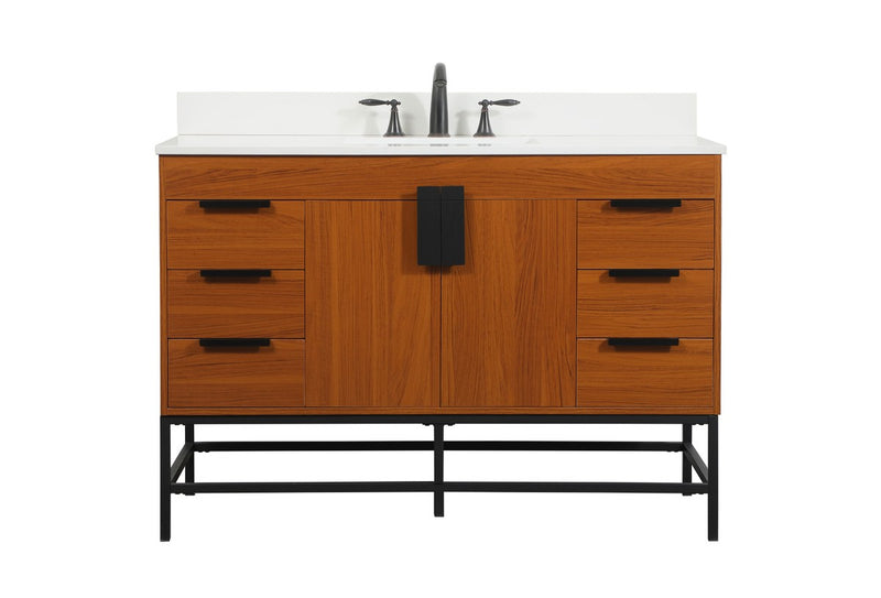 Elegant Lighting VF488W48MTK-BS Single Bathroom Vanity, Teak