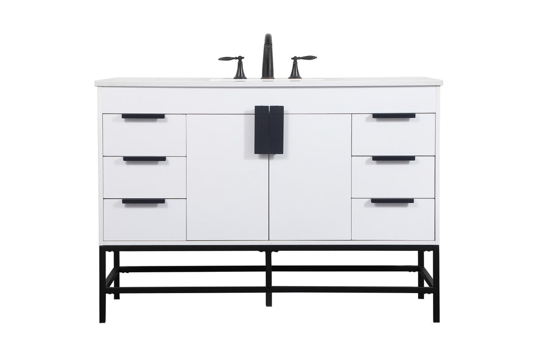 Elegant Lighting VF488W48MWH Single Bathroom Vanity, White