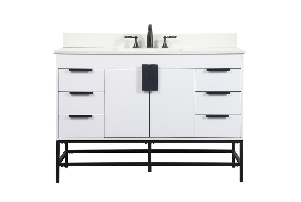 Elegant Lighting VF488W48MWH-BS Single Bathroom Vanity, White