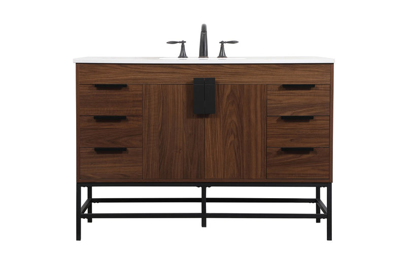 Elegant Lighting VF488W48MWT Single Bathroom Vanity, Walnut