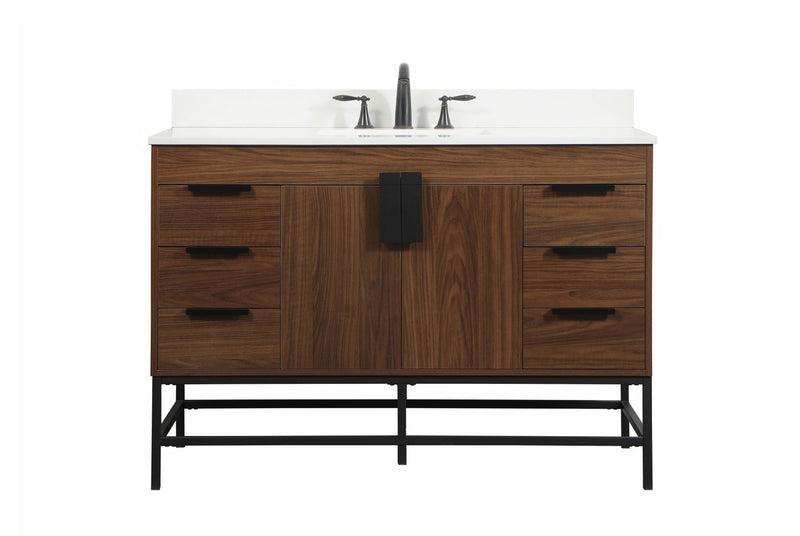 Elegant Lighting VF488W48MWT-BS Single Bathroom Vanity, Walnut