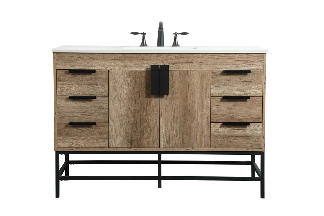 Elegant Lighting VF488W48NT Single Bathroom Vanity, Natural Oak