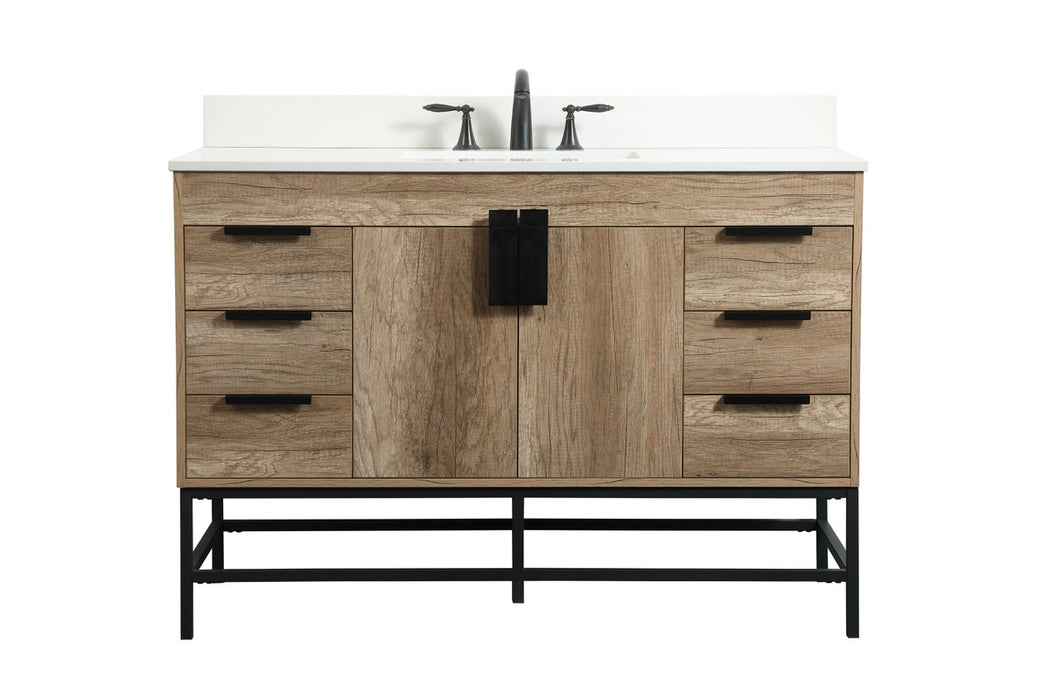 Elegant Lighting VF488W48NT-BS Single Bathroom Vanity, Natural Oak