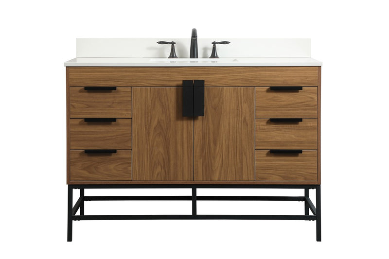 Elegant Lighting VF488W48WB-BS Single Bathroom Vanity, Walnut Brown