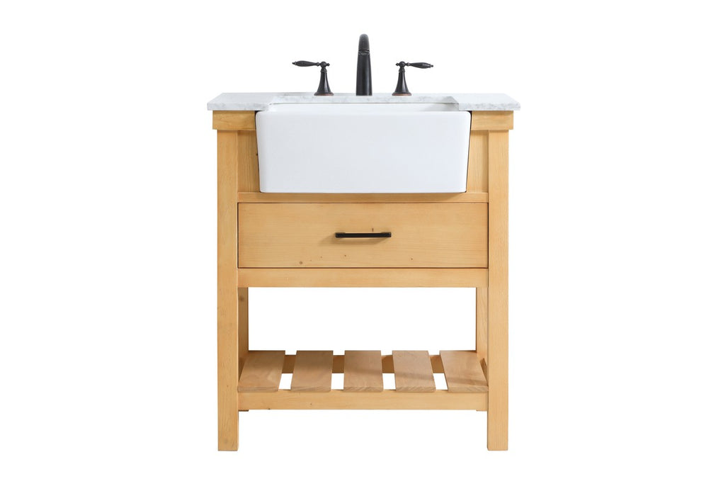 Elegant Lighting VF60130NW Single Bathroom Vanity, Natural Wood