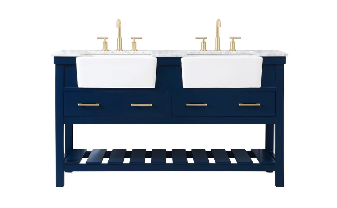 Elegant Lighting VF60160DBL Double Bathroom Vanity, Blue