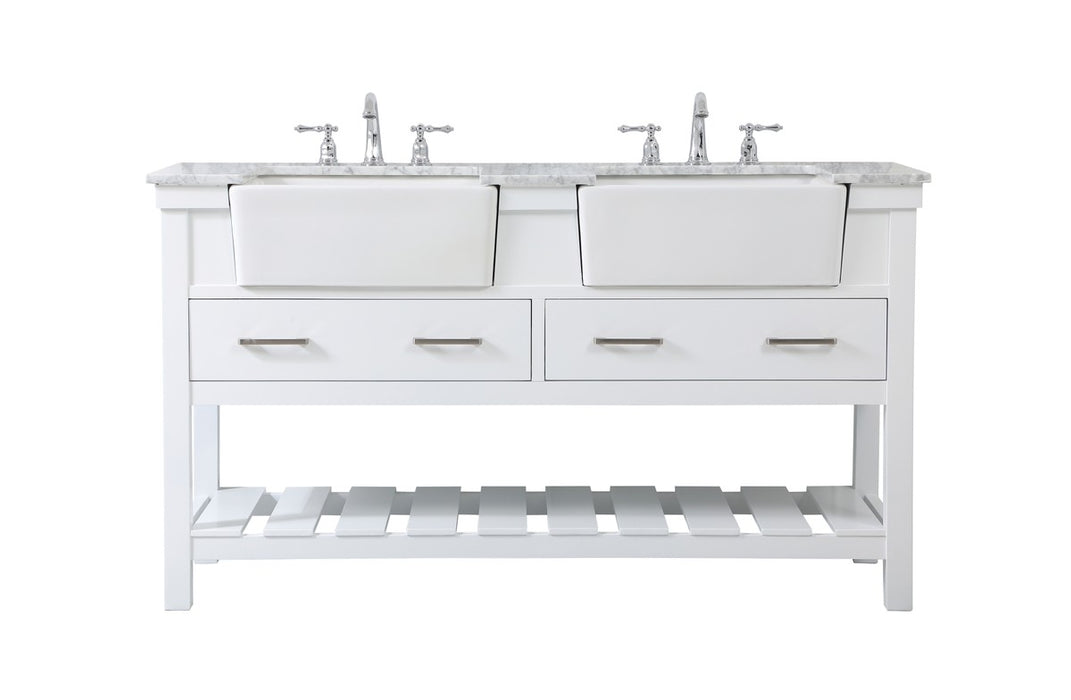 Elegant Lighting VF60160DWH Double Bathroom Vanity, White