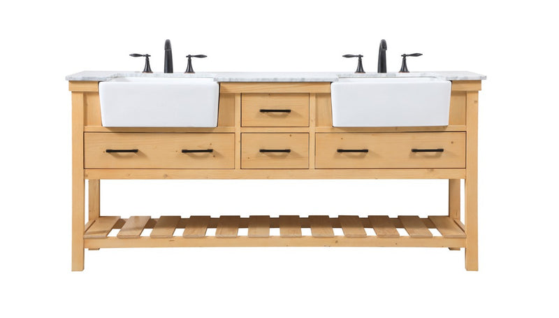 Elegant Lighting VF60172DNW Double Bathroom Vanity, Natural Wood
