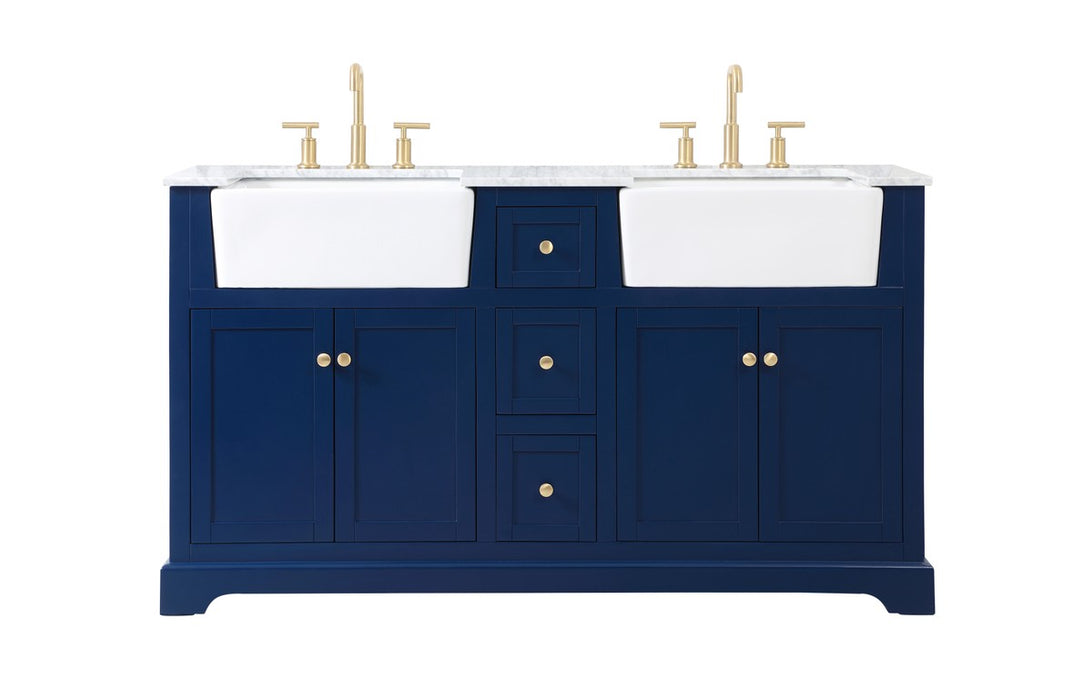 Elegant Lighting VF60260DBL Double Bathroom Vanity, Blue