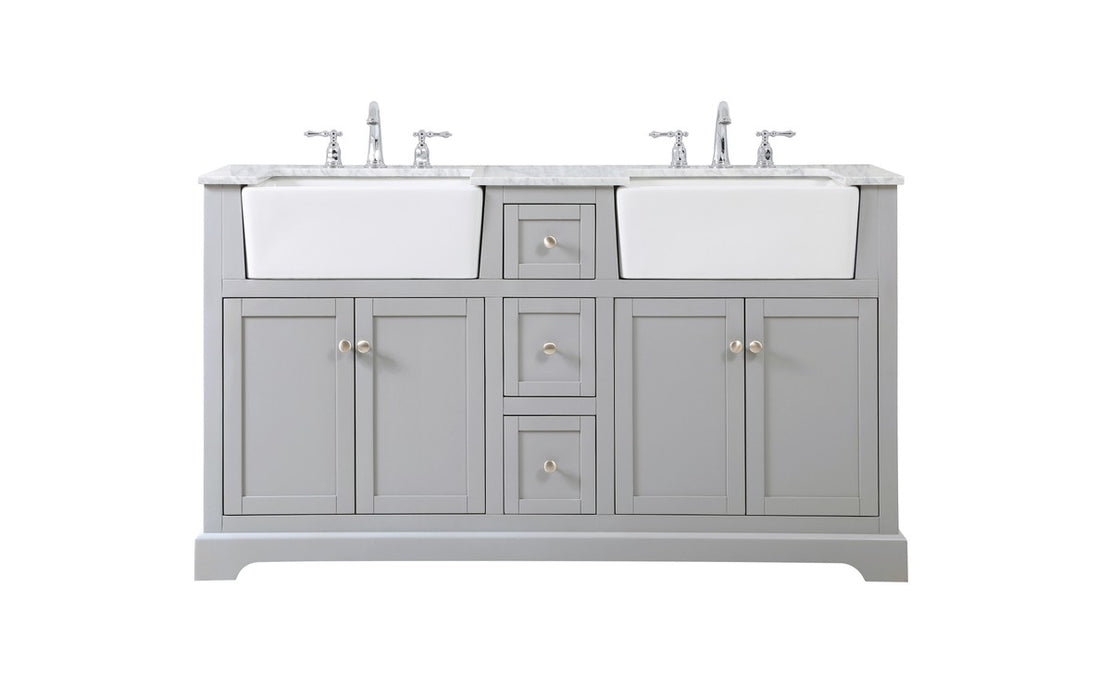 Elegant Lighting VF60260DGR Double Bathroom Vanity, Grey