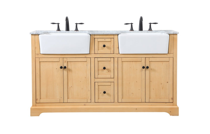Elegant Lighting VF60260DNW Double Bathroom Vanity, Natural Wood