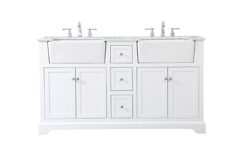 Elegant Lighting VF60260DWH Double Bathroom Vanity, White
