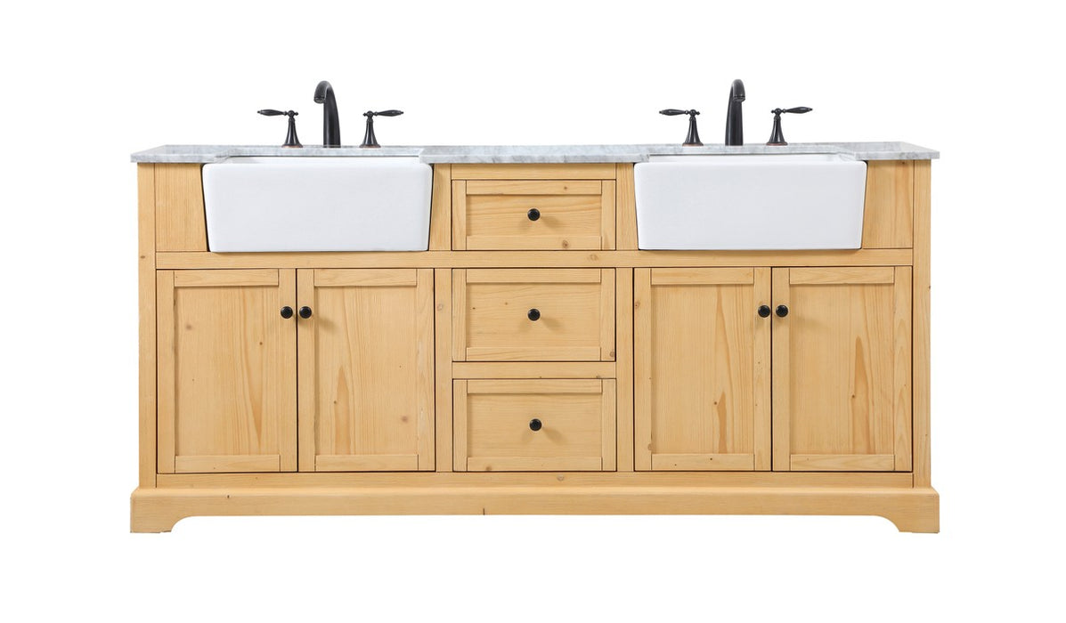 Elegant Lighting VF60272DNW Double Bathroom Vanity, Natural Wood