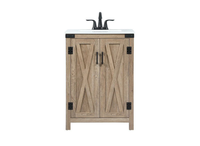 Elegant Lighting VF90224NT Single Bathroom Vanity, Natural oak