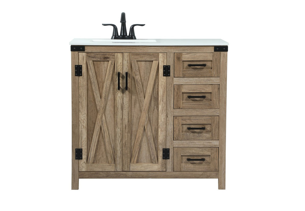 Elegant Lighting VF90236NT Single Bathroom Vanity, Natural oak