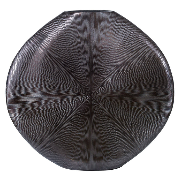 Uttermost 18001 Vase, Ribbed, Black Nickel