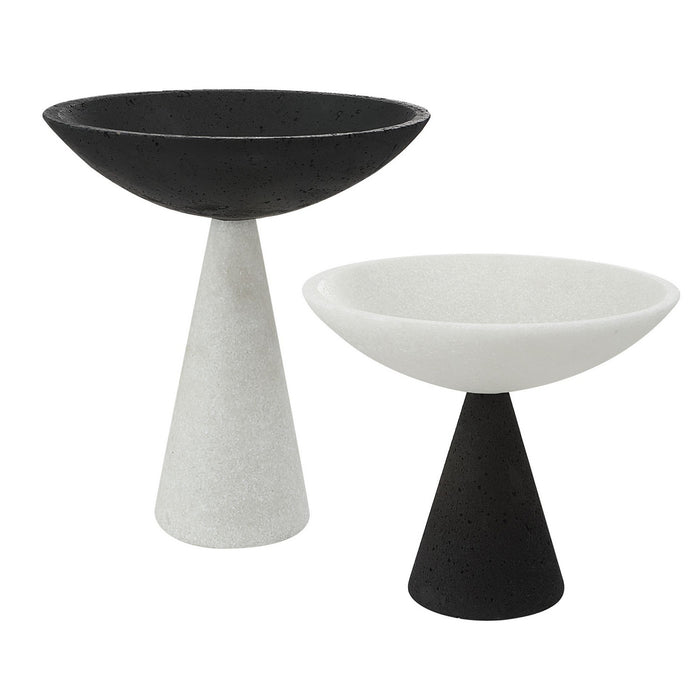 Uttermost 18012 Bowls, S/2, Striking Black And White Granulated Marble