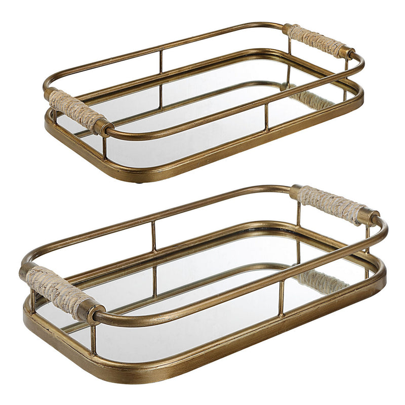 Uttermost 18014 Trays, S/2, Brushed Gold