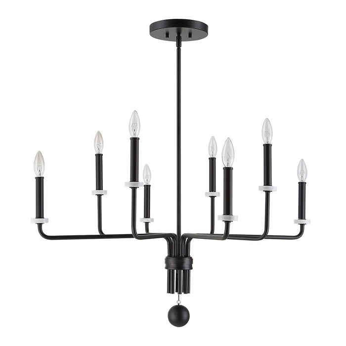 Uttermost 21353 Eight Light Chandelier, Matte Black With White Marble
