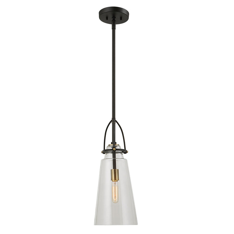 Uttermost 21562 One Light Pendant, Black With Antique Brass