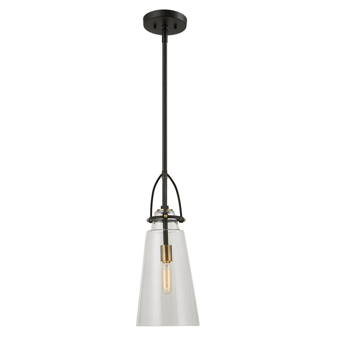 Uttermost 21562 One Light Pendant, Black With Antique Brass