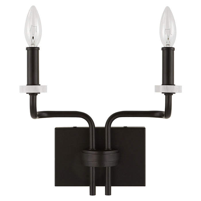 Uttermost 22551 Two Light Wall Sconce, Matte Black With White Marble