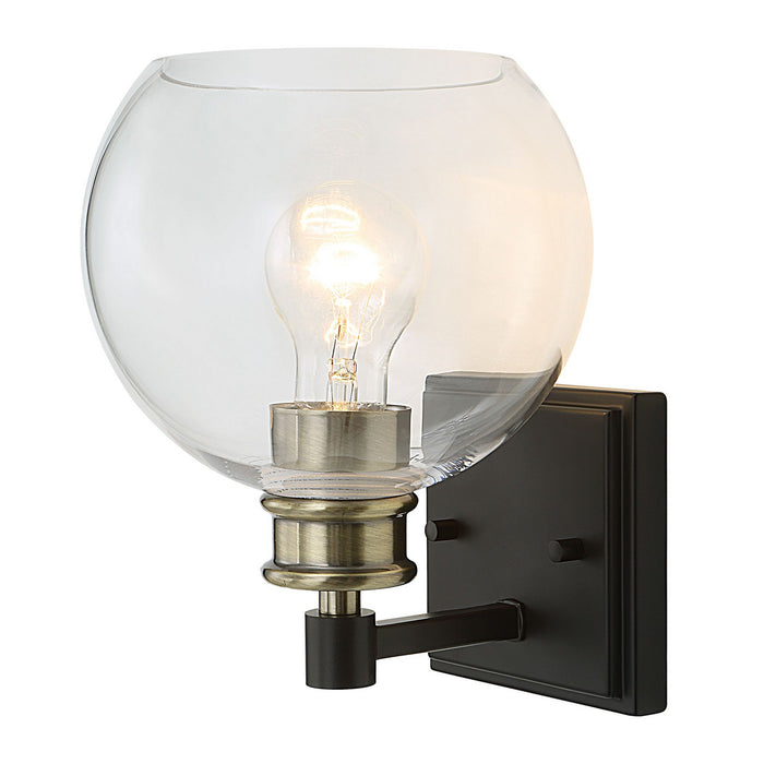 Uttermost 22552 One Light Wall Sconce, Black & Plated Antique Brass