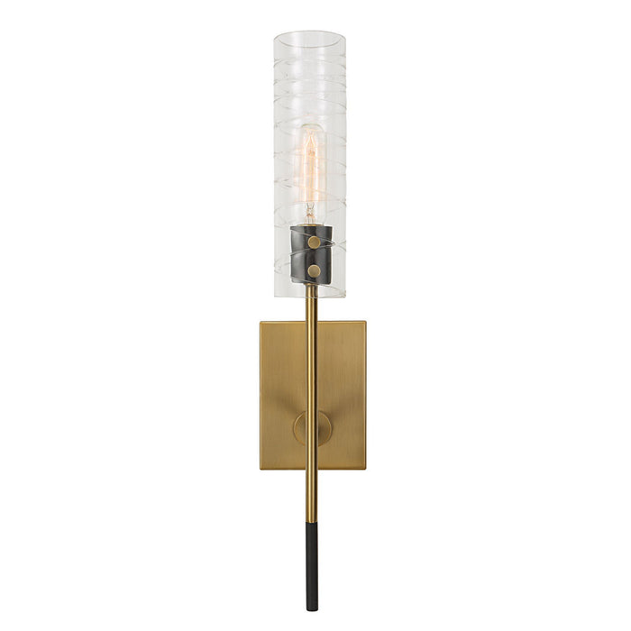 Uttermost 22553 One Light Wall Sconce, Textured Black With Antique Brass