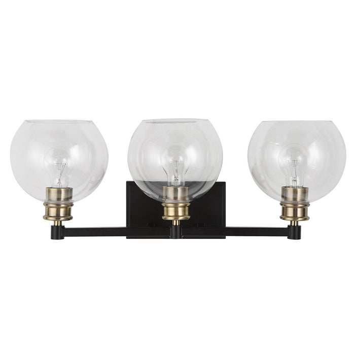 Uttermost 22872 Three Light Vanity, Black & Plated Antique Brass