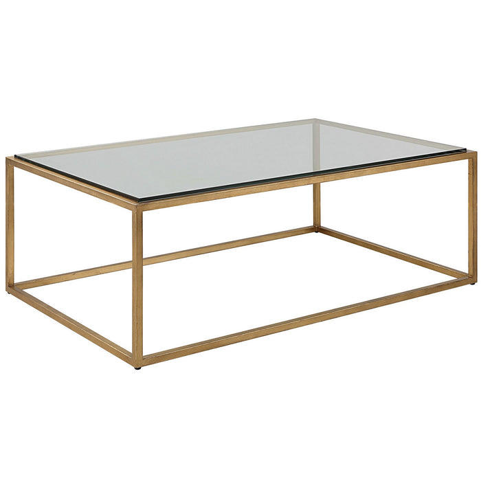 Uttermost 25195 Coffee Table, Brushed Gold Leaf