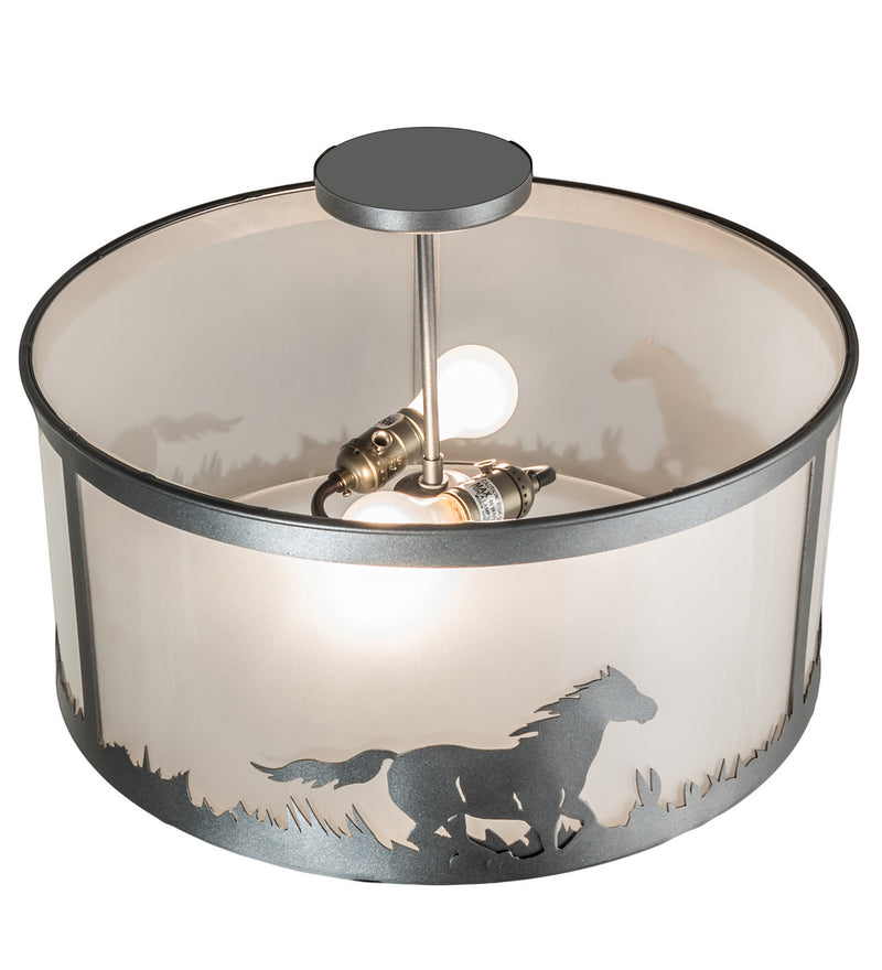 Meyda Tiffany 236857 Two Light Semi-Flushmount, Blackened Pewter