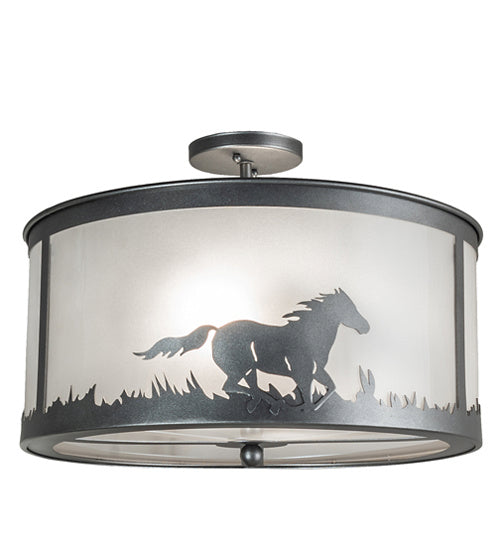 Meyda Tiffany 236857 Two Light Semi-Flushmount, Blackened Pewter