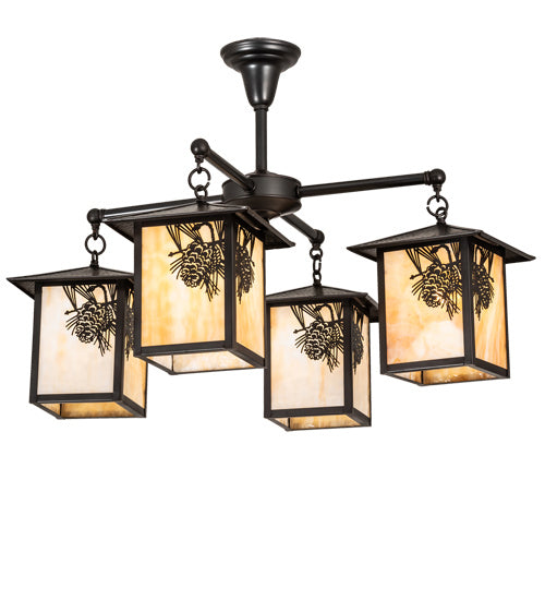Meyda Tiffany 237225 Four Light Chandelier, Craftsman Brown