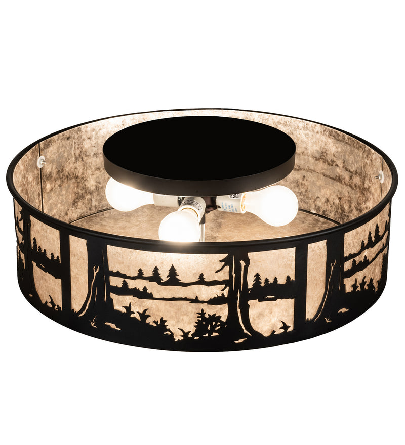 Meyda Tiffany 237711 Two Light Flushmount, Textured Black